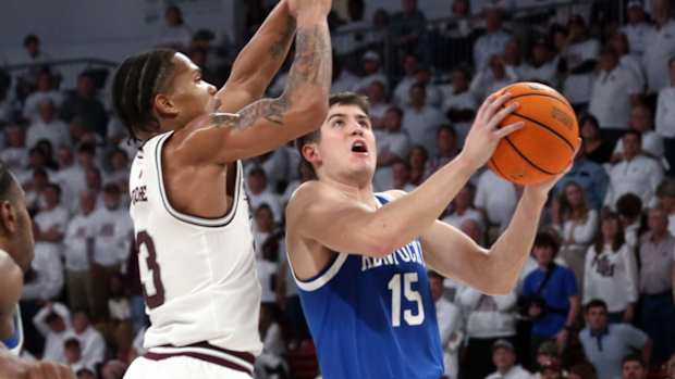 Reed Sheppard during No. 16 Kentucky’s 91–89 win over Mississippi State on Feb. 28, 2024.